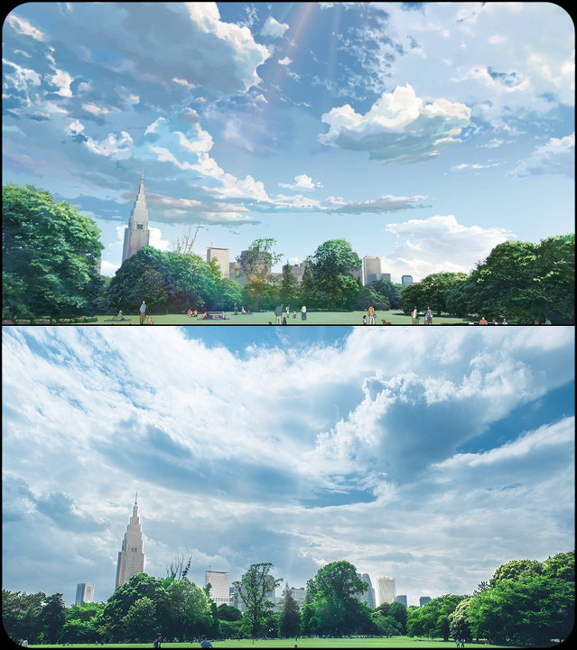 Paysages d'animes VS paysages réels