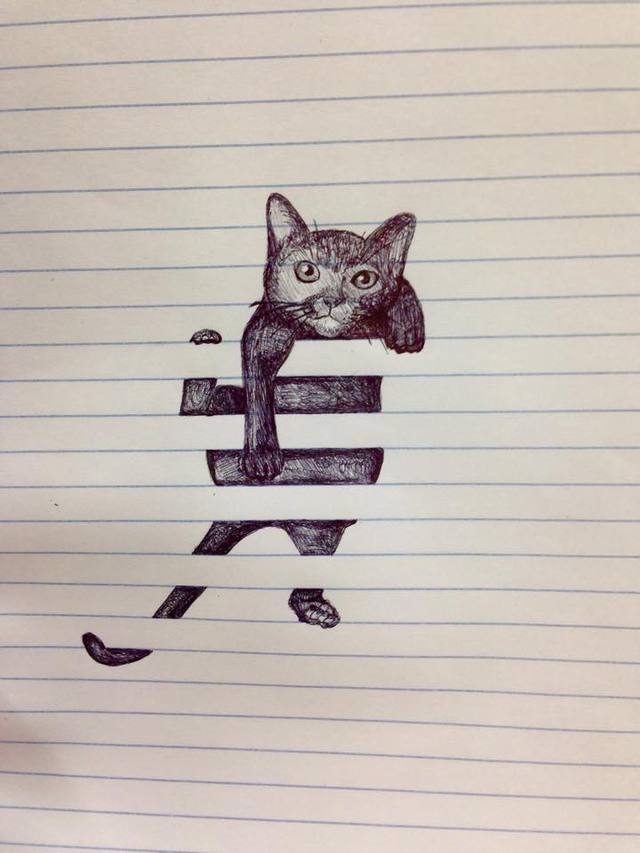 chat-grimpe-lignes-feuille