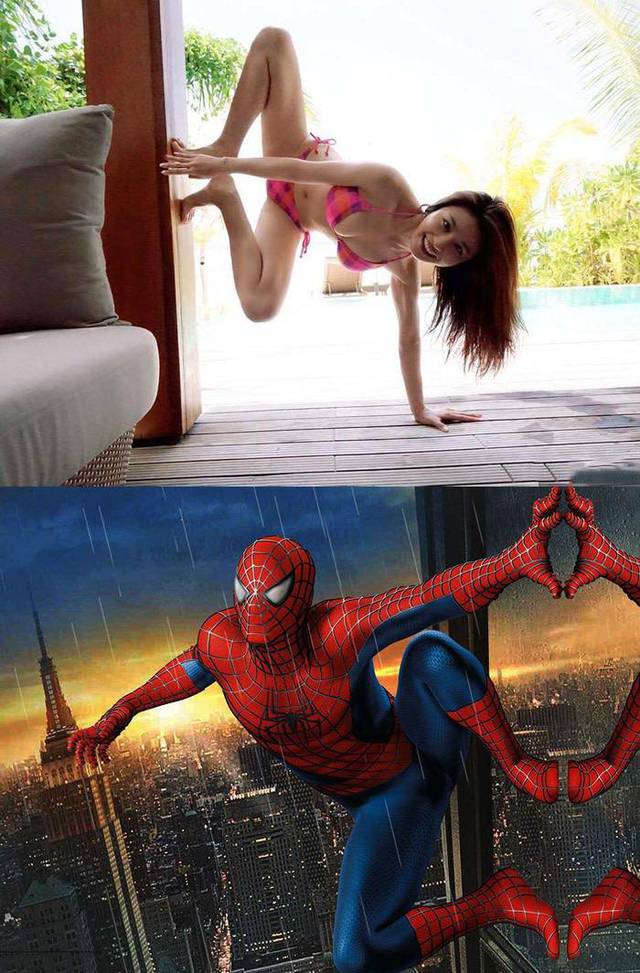 fille-bikini-imite-spiderman
