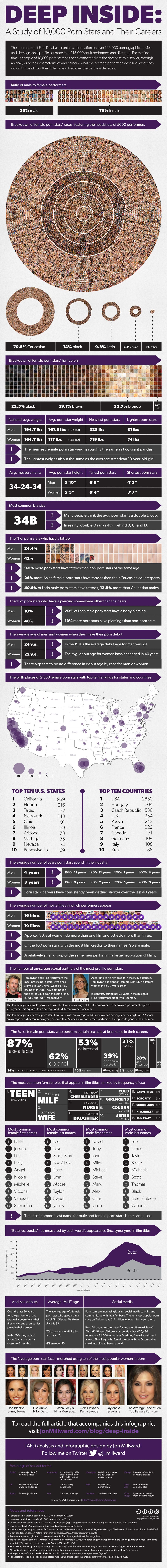 Statistiques sur les stars du porno