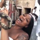 miniature pour Une fille s'insère un serpent dans la gorge