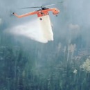 miniature pour Un hélicoptère largue de l'eau avec précision sur un arbre en feu