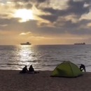 Jolie vue lors d'un coucher de soleil à la plage